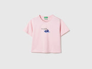 Girls Pure Cotton Cropped Graphic Print T-Shirt