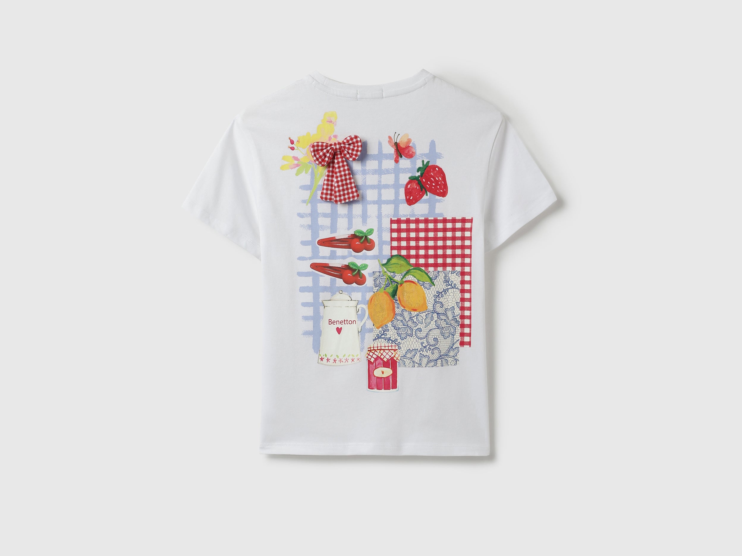 Girls White Cotton Longline Tee with Back Bow