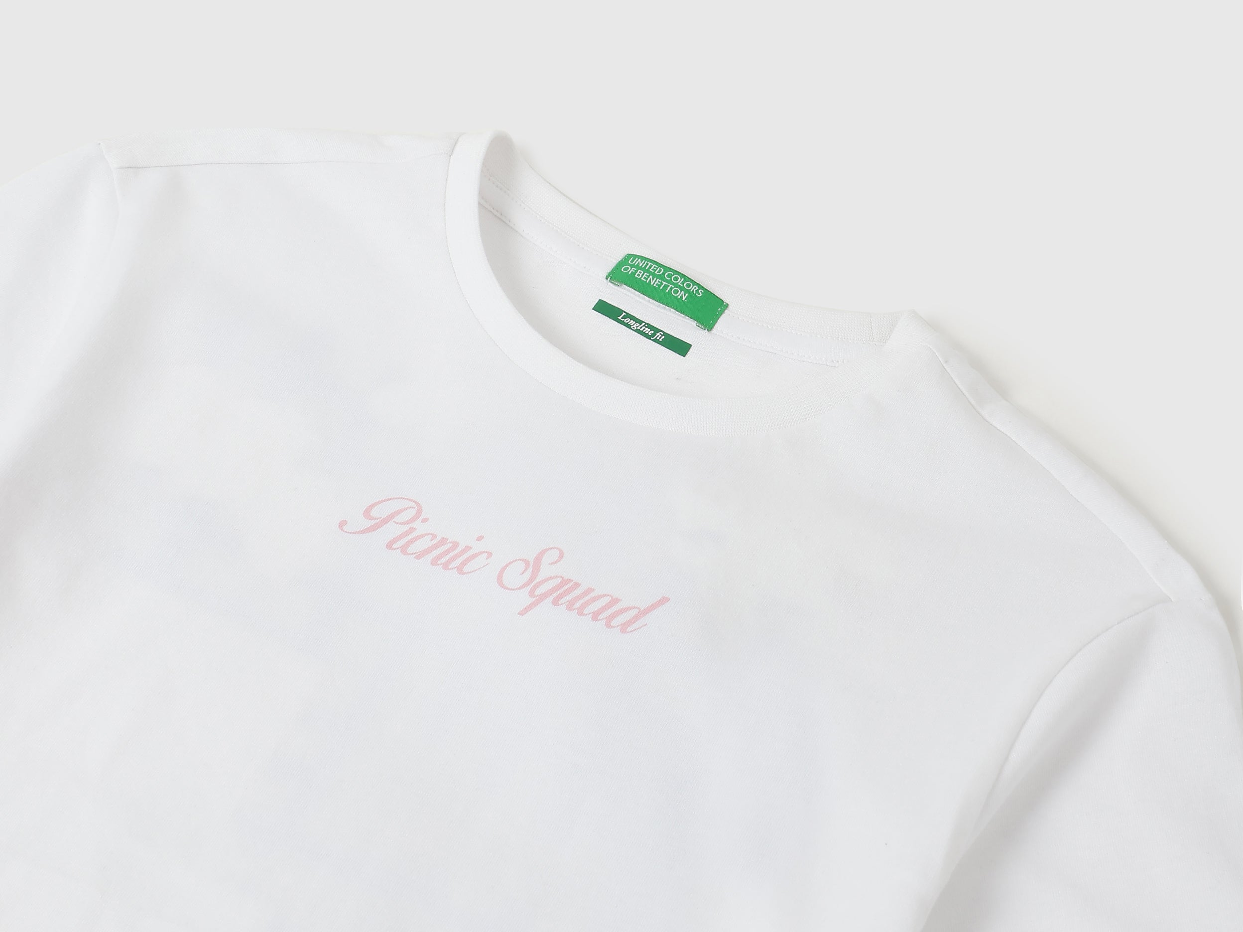 Girls White Cotton Longline Tee with Back Bow