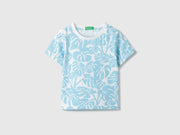 Girls Blue Cotton All-Over Print Tee – Regular Fit