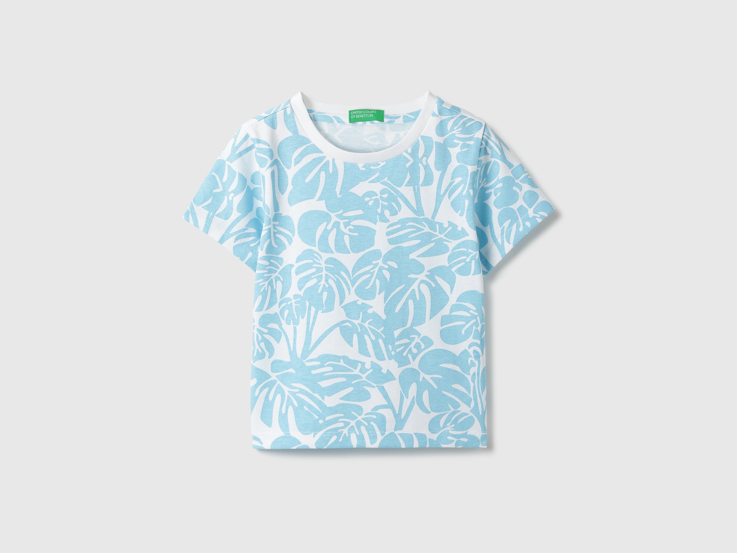 Girls Blue Cotton All-Over Print Tee – Regular Fit