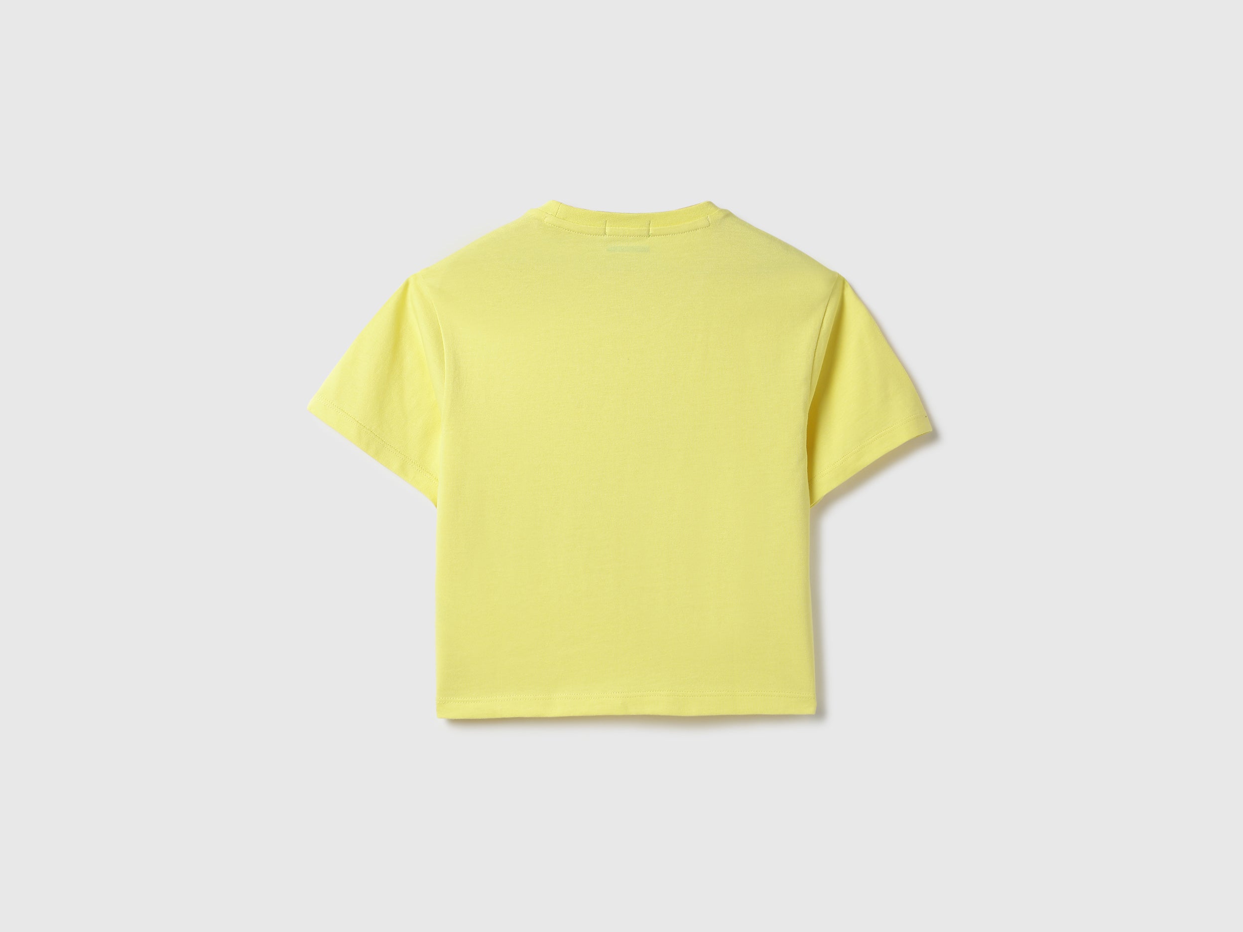 Girls Cream Yellow Cotton Cropped Graphic Tee