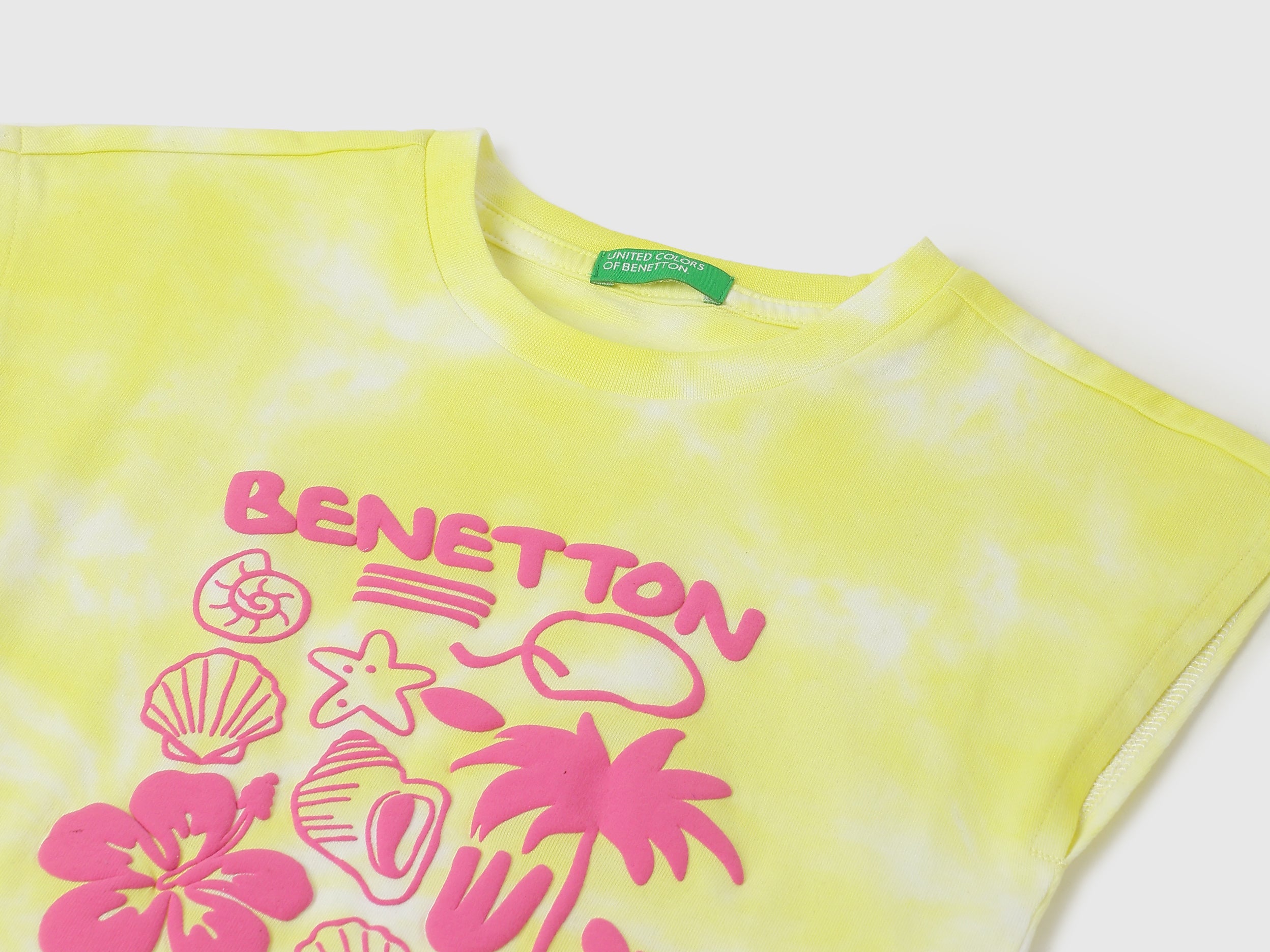 Girls Cotton Tie-Dye Holiday Print T-Shirt