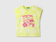 Girls Cotton Tie-Dye Holiday Print T-Shirt