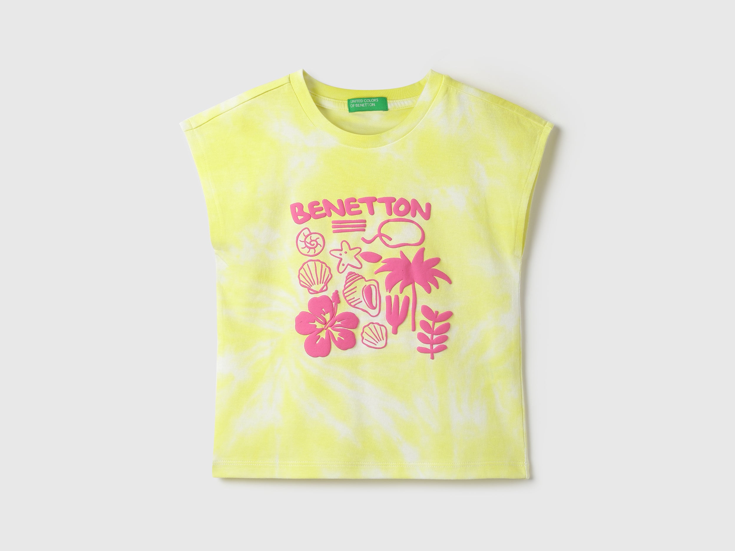 Girls Cotton Tie-Dye Holiday Print T-Shirt