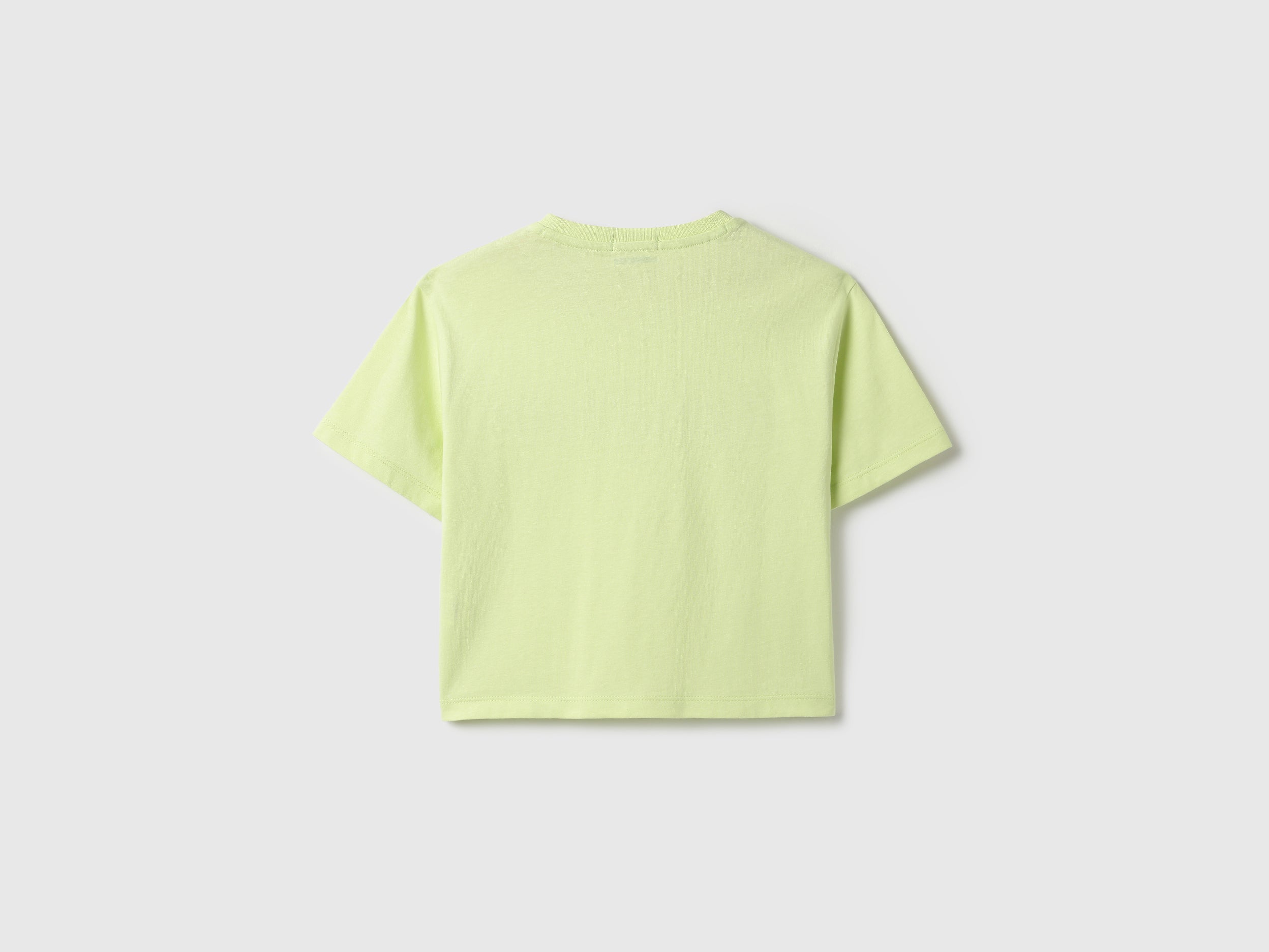 Girls Lime Cropped Tee with Embossed Glitter Detail