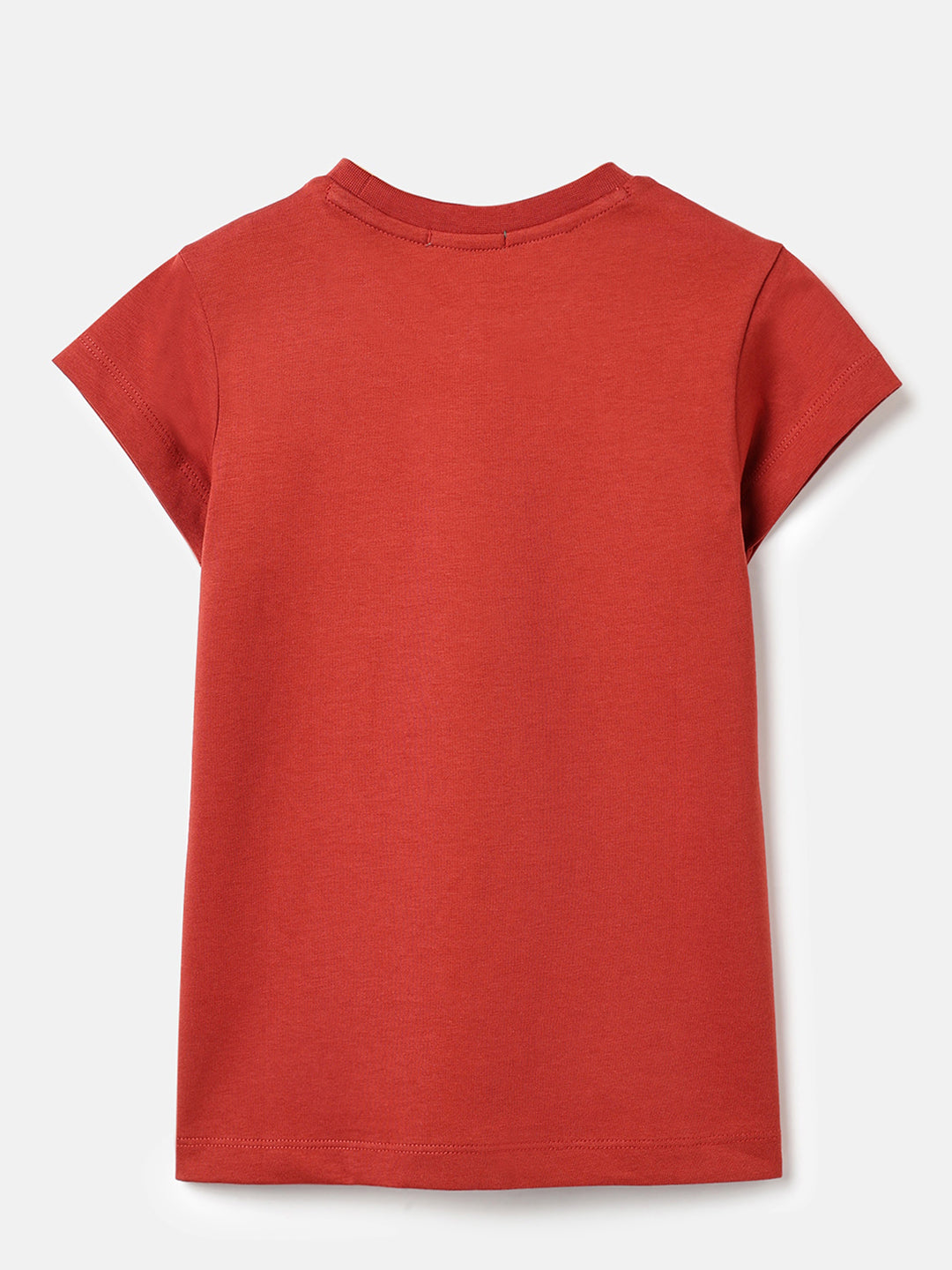 Girls Brick Red Horse Puff Print Cotton Tee