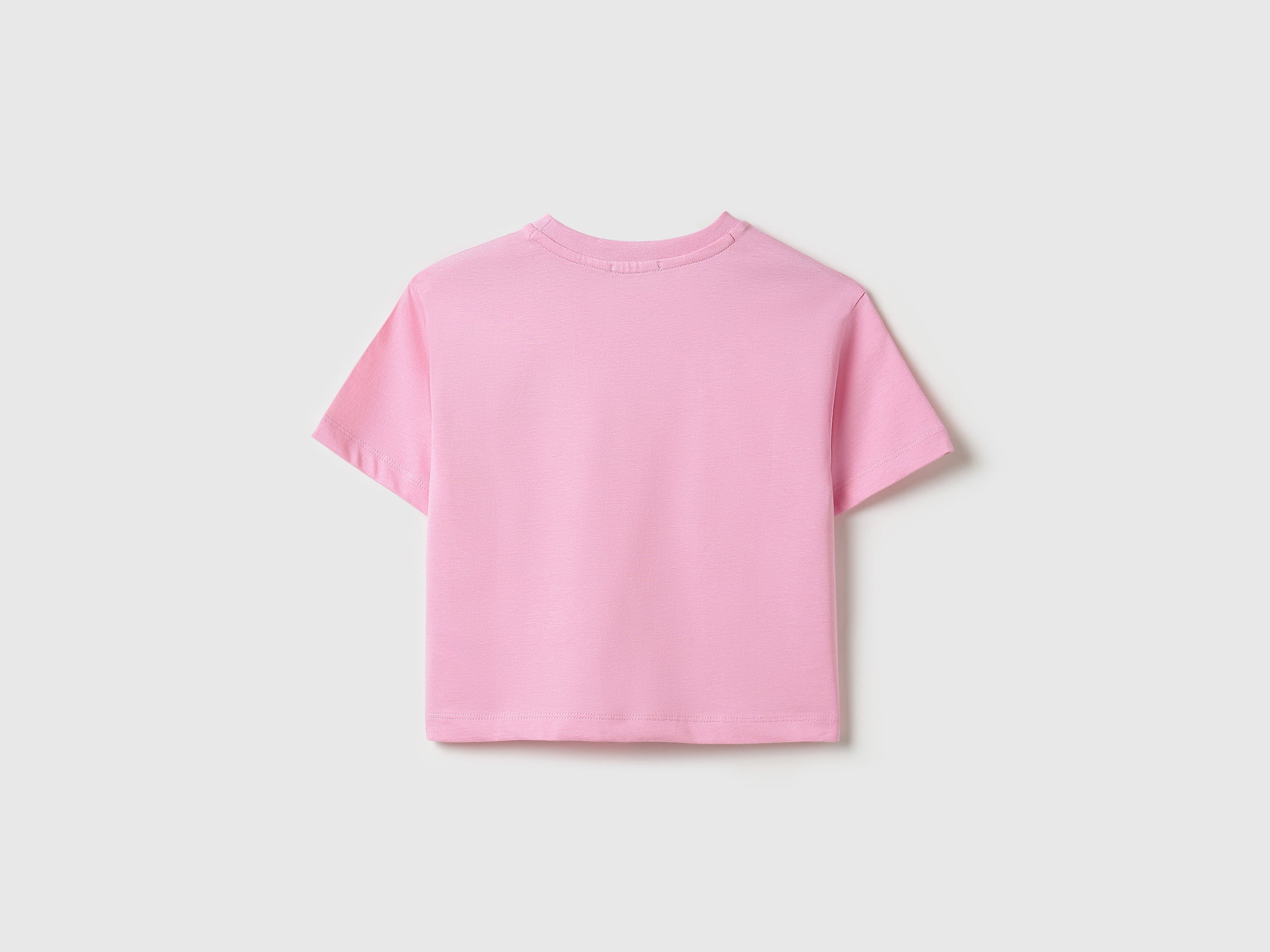 Girls Pink Cropped Fit Cotton T-Shirt