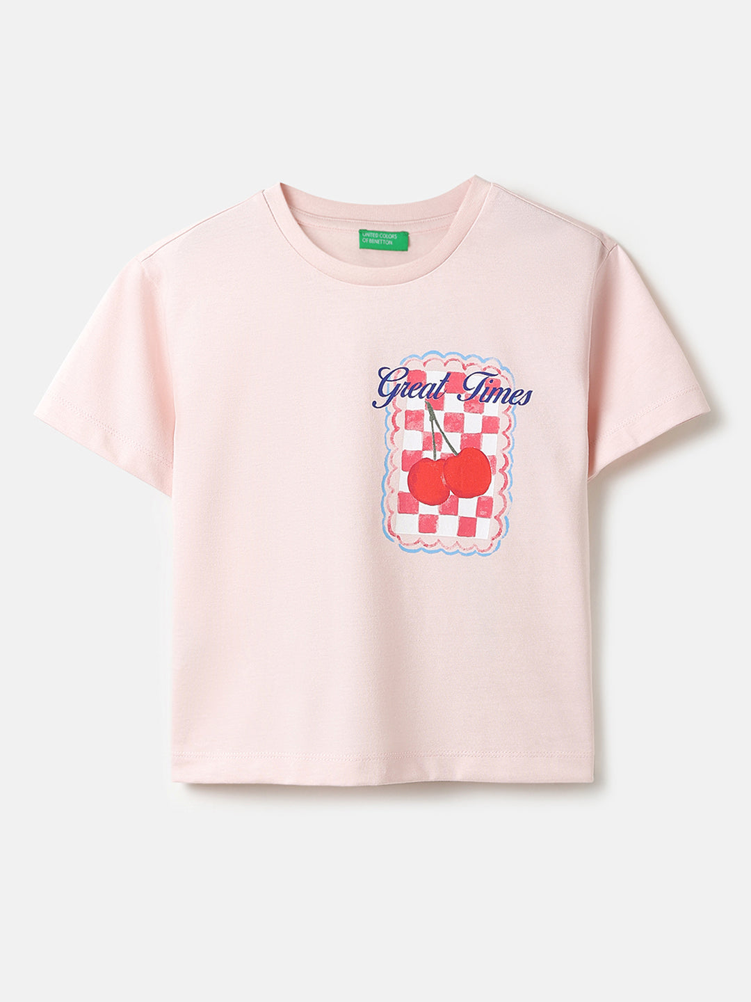 Girls Pearl Pink Boxy Tee with Beaded Flower