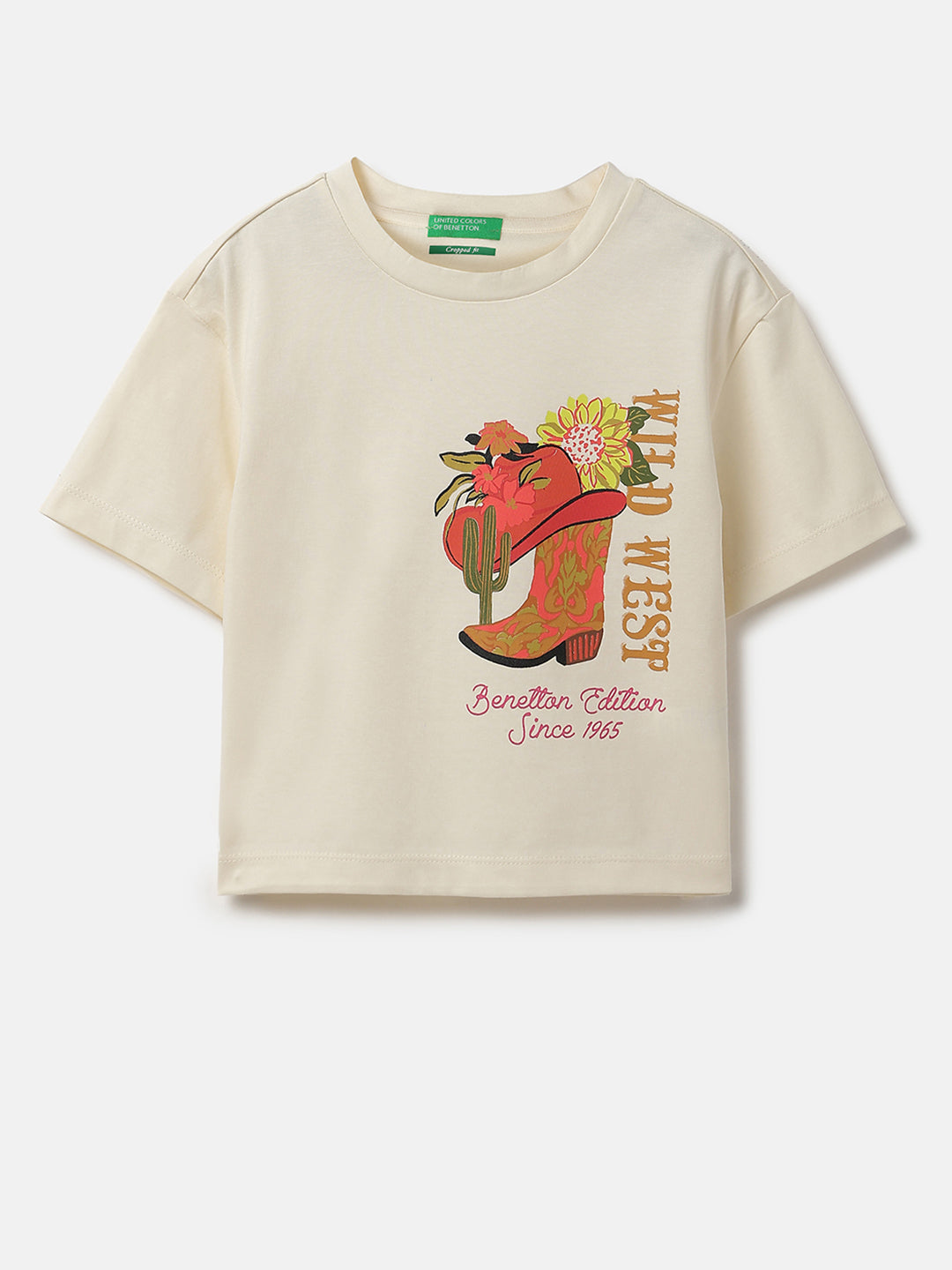 Girls Vanilla Horse Graphic Cotton Crop Tee