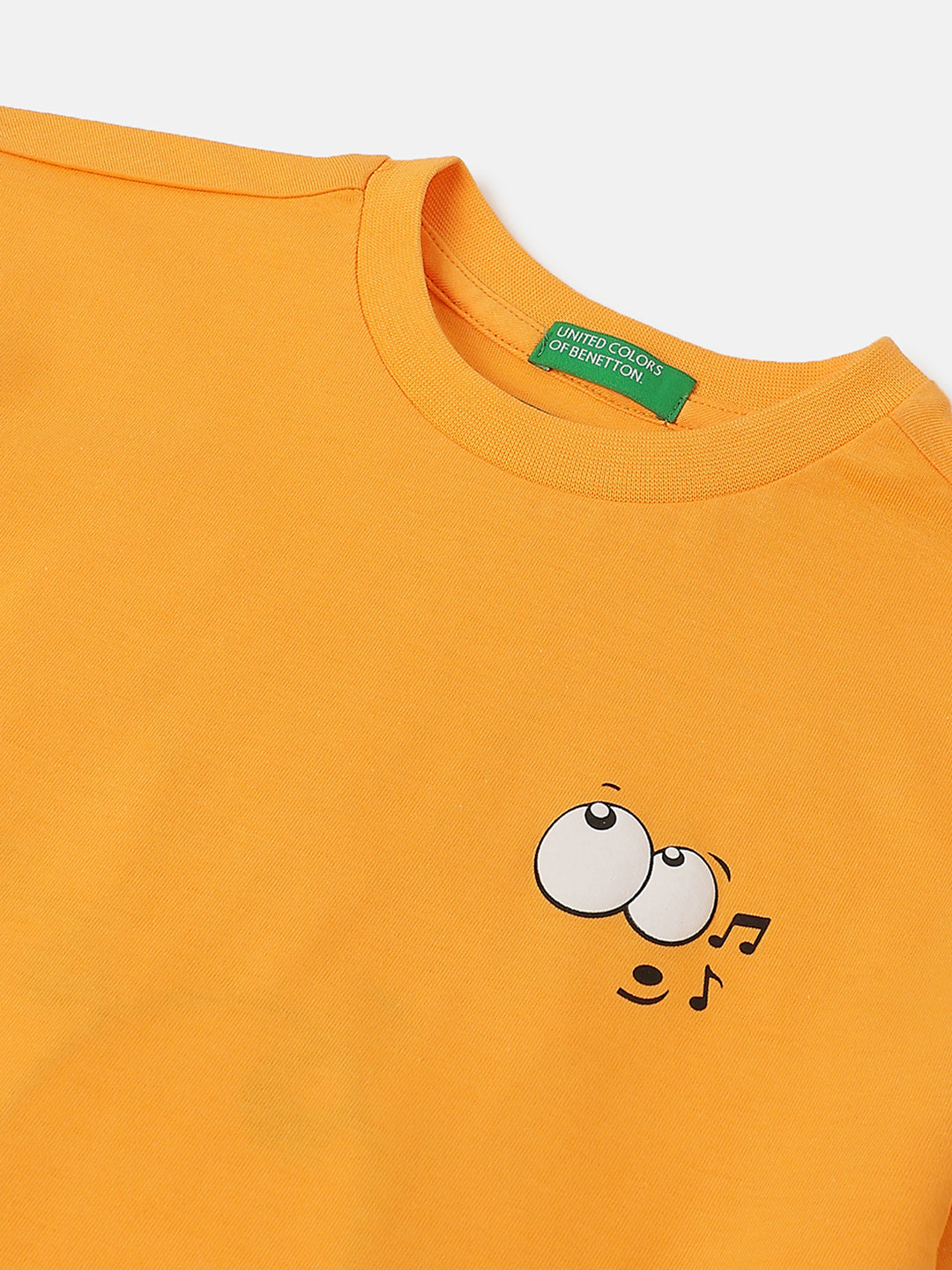 Boys Bright Orange Cotton Relaxed Fit Life’s Better With Music T-Shirt