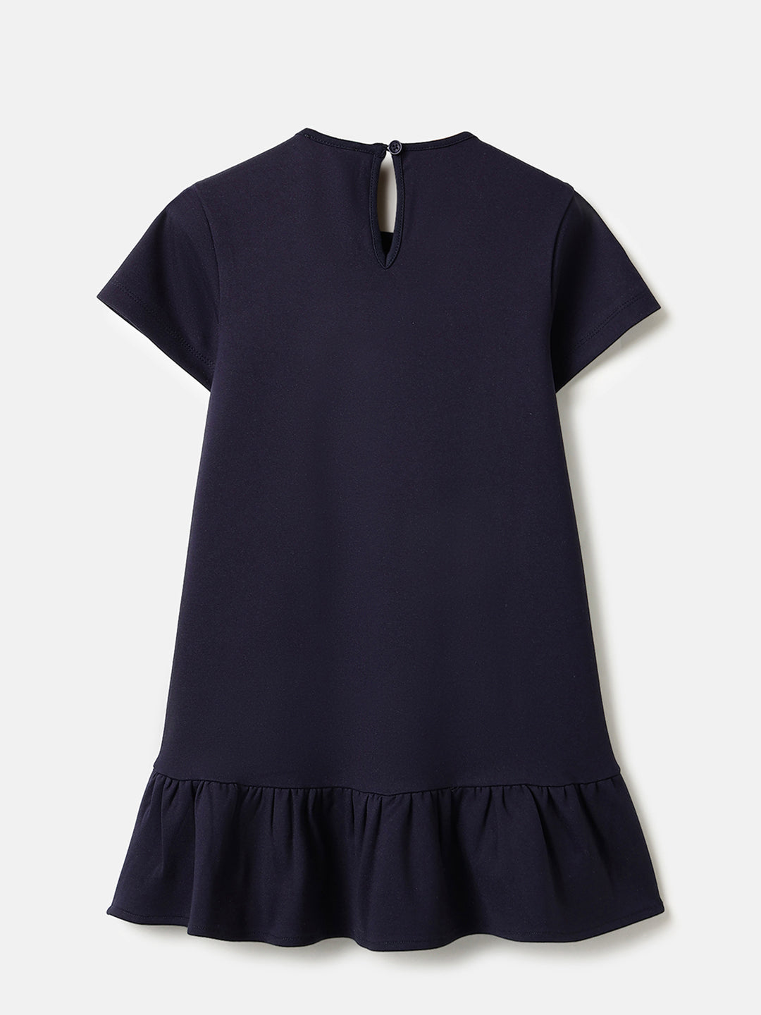 Girls Navy Viscose Blend Dress with Embellishment Bow