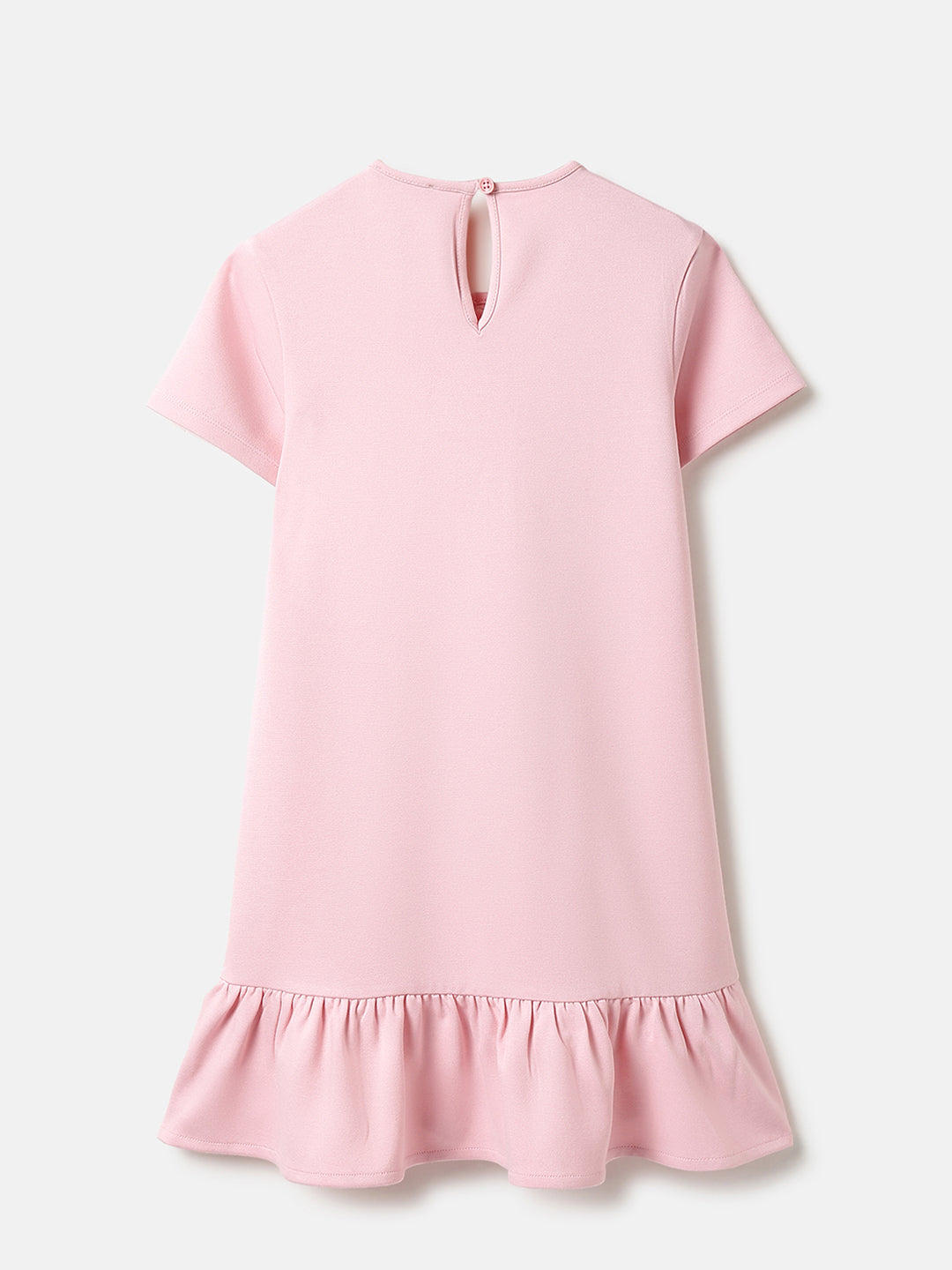 Girls Light Pink Viscose Blend Dress with Embellishment Bow