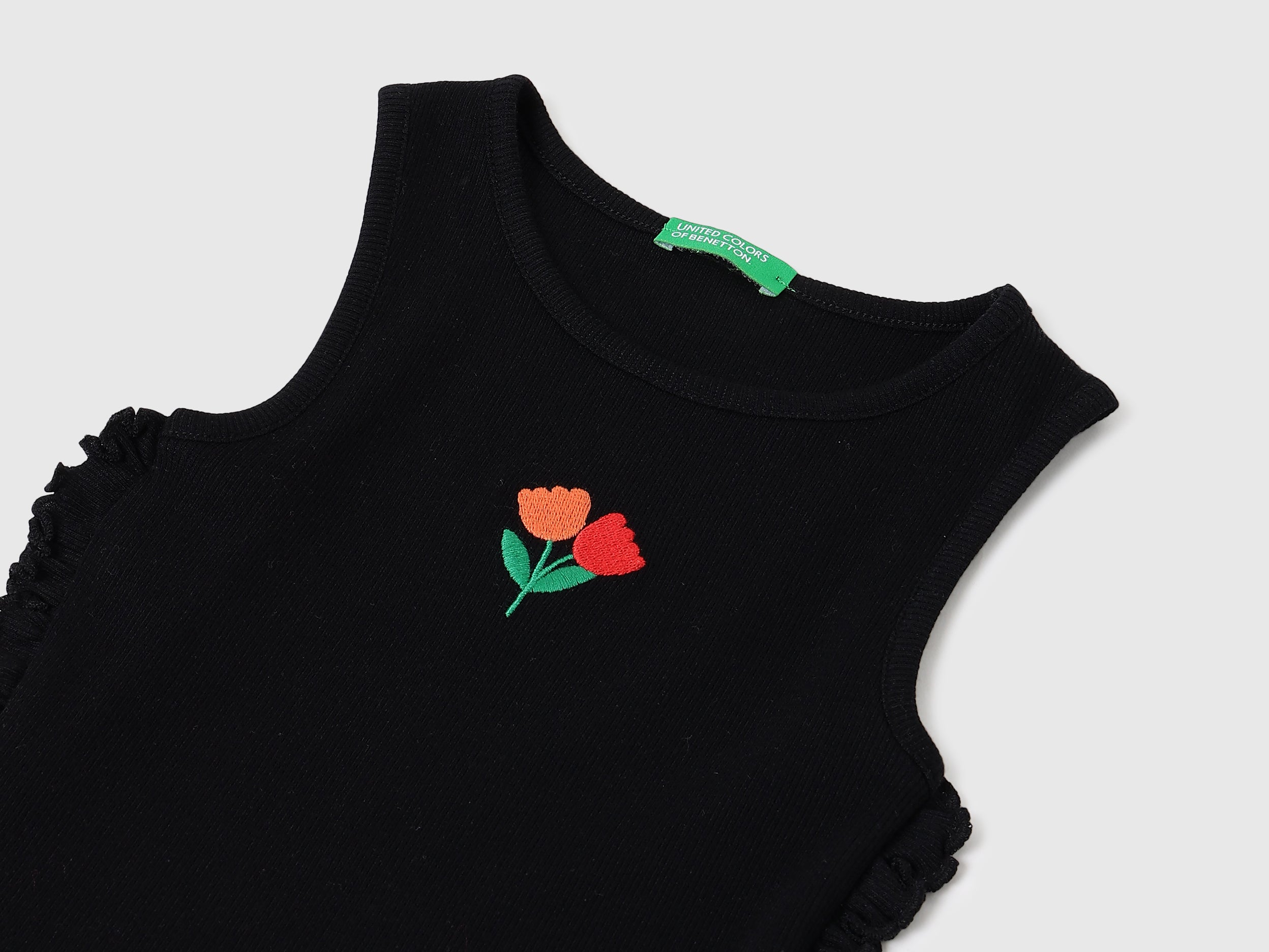 Girls Cotton Blend Round Neck Sleeveless Casual Top