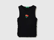 Girls Cotton Blend Round Neck Sleeveless Casual Top