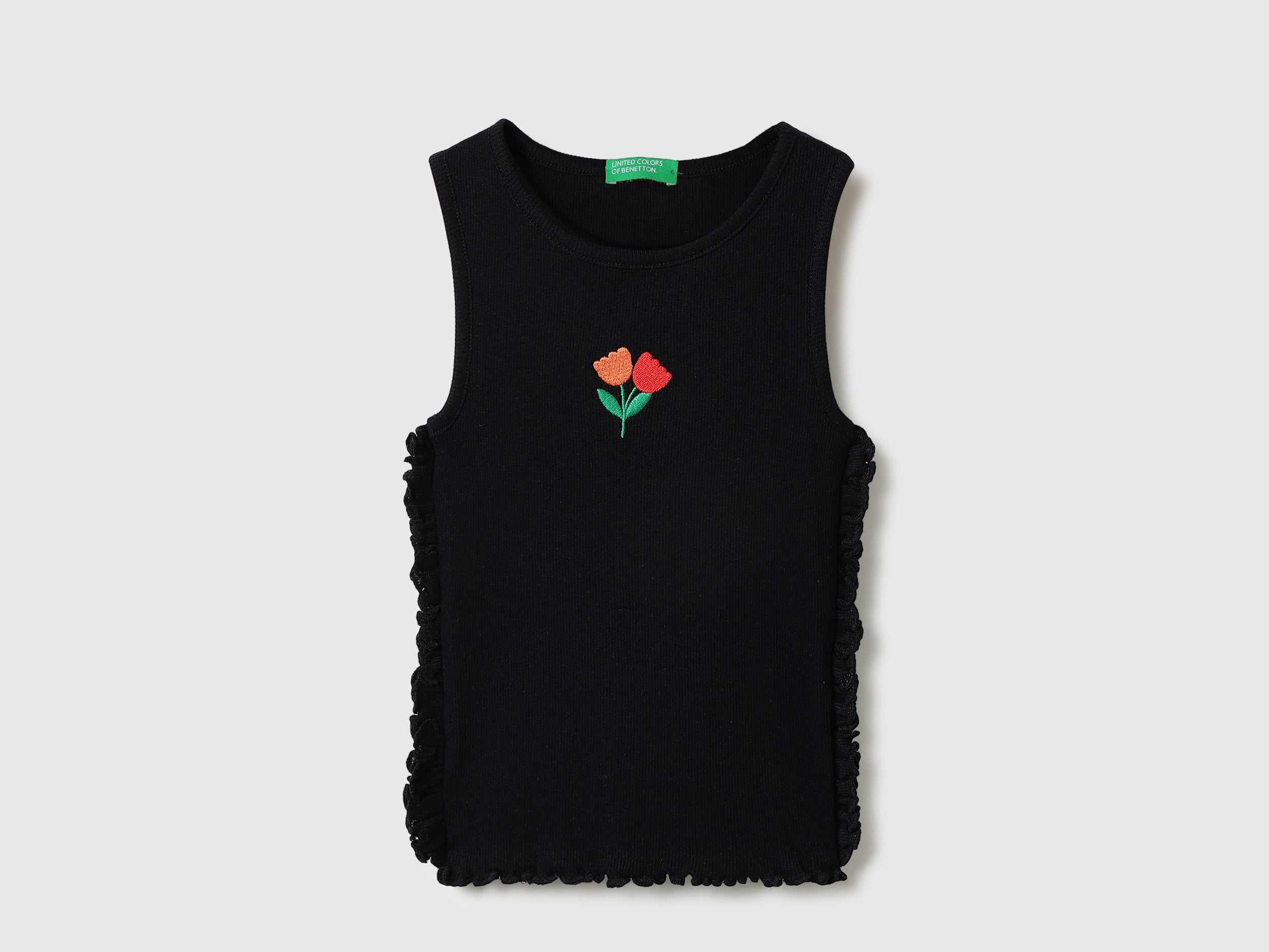 Girls Cotton Blend Round Neck Sleeveless Casual Top