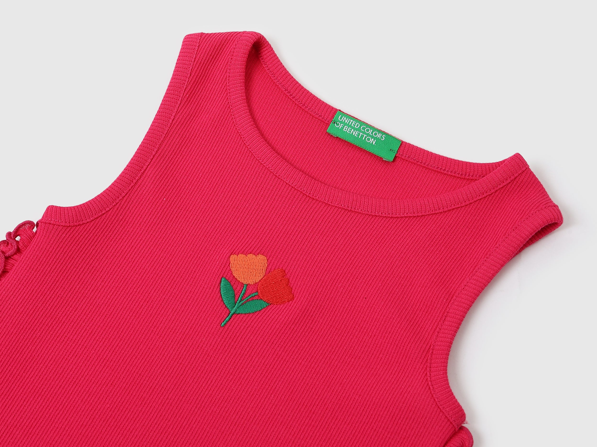 Girls Cotton Blend Sleeveless Solid Casual Top