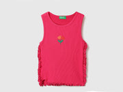 Girls Cotton Blend Sleeveless Solid Casual Top