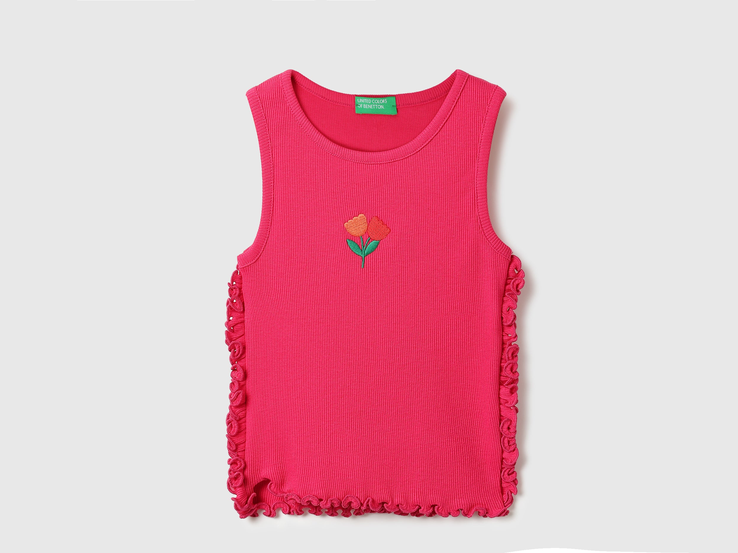 Girls Cotton Blend Sleeveless Solid Casual Top