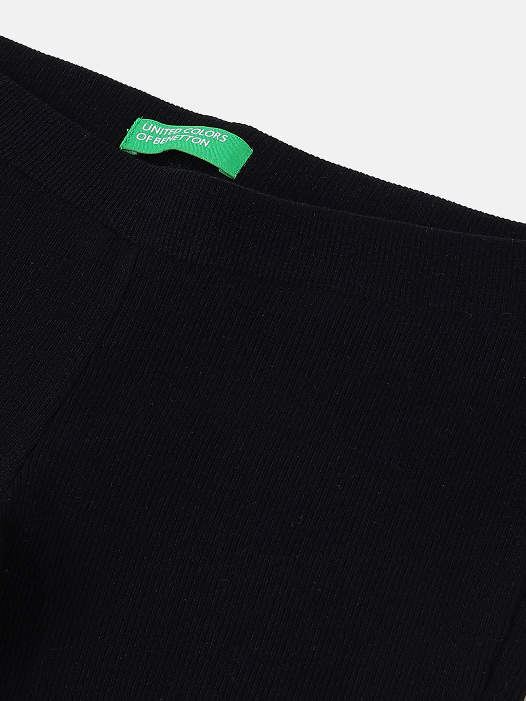 Girls Black Rib Bootcut Leggings Cotton Stretch
