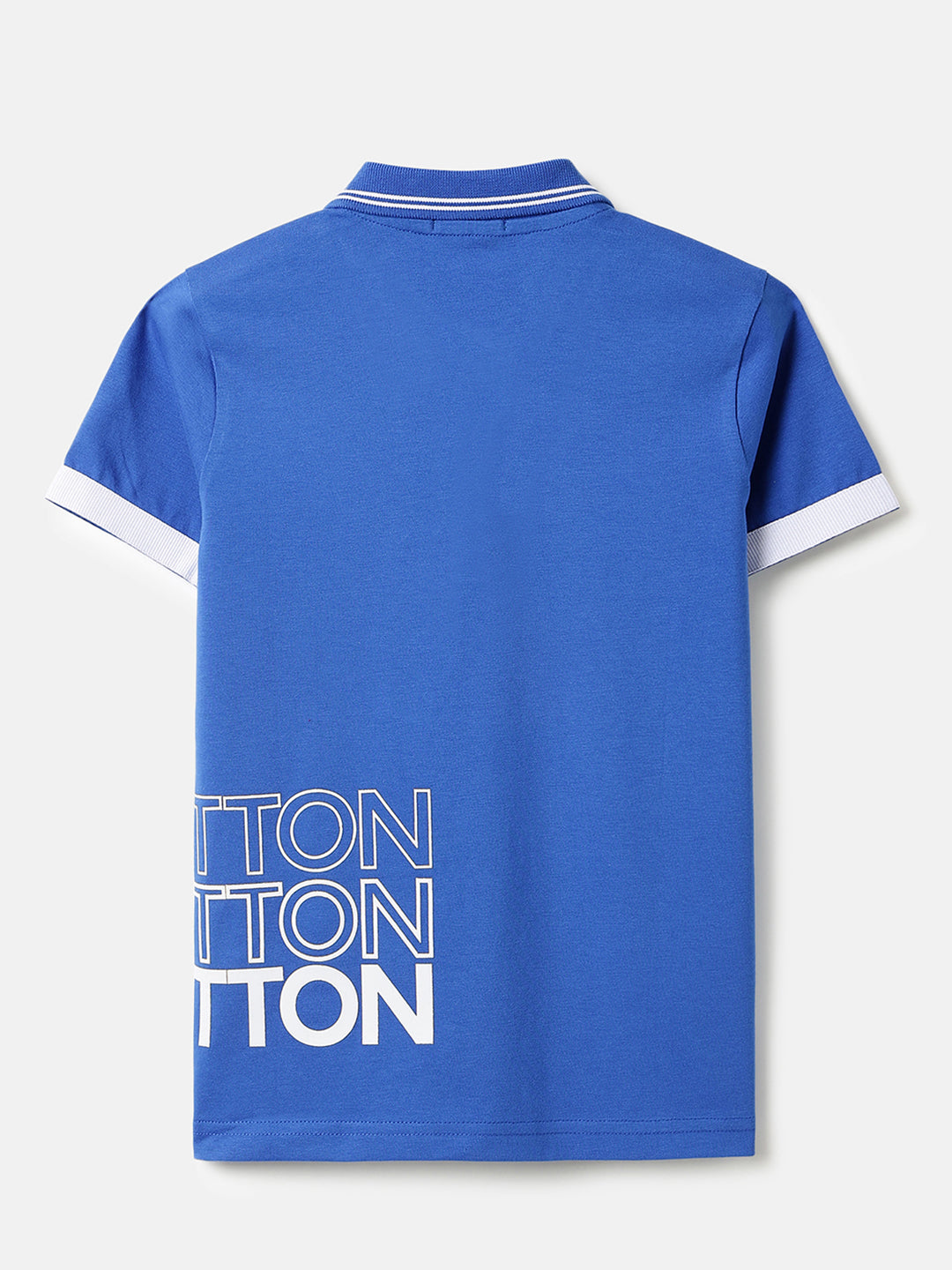 Boys Aqua Cotton Regular Fit Bright Chest Print Polo T-Shirt