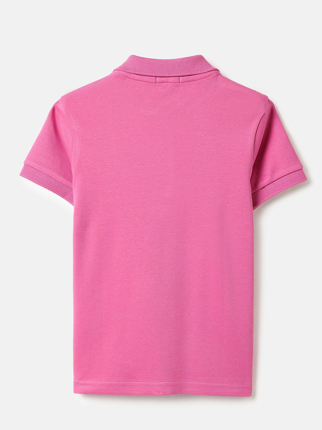 Boys Bright Pink Cotton Regular Fit Chest Print Polo T-Shirt
