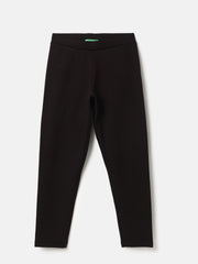 Girls Black Viscose Blend Jeggings Regular Fit