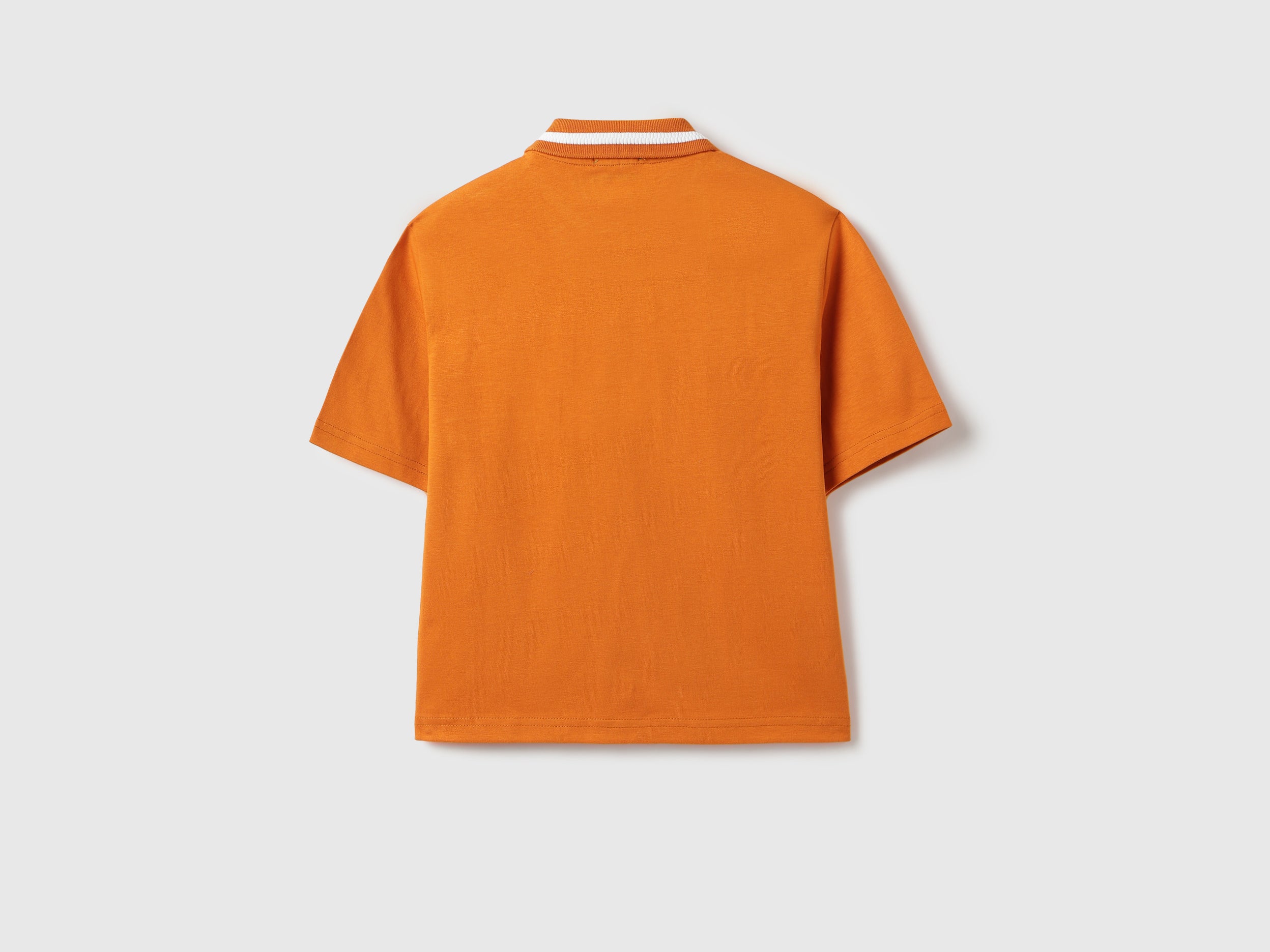 Boys Baked Orange Cotton Boxy Fit Polo Shirt