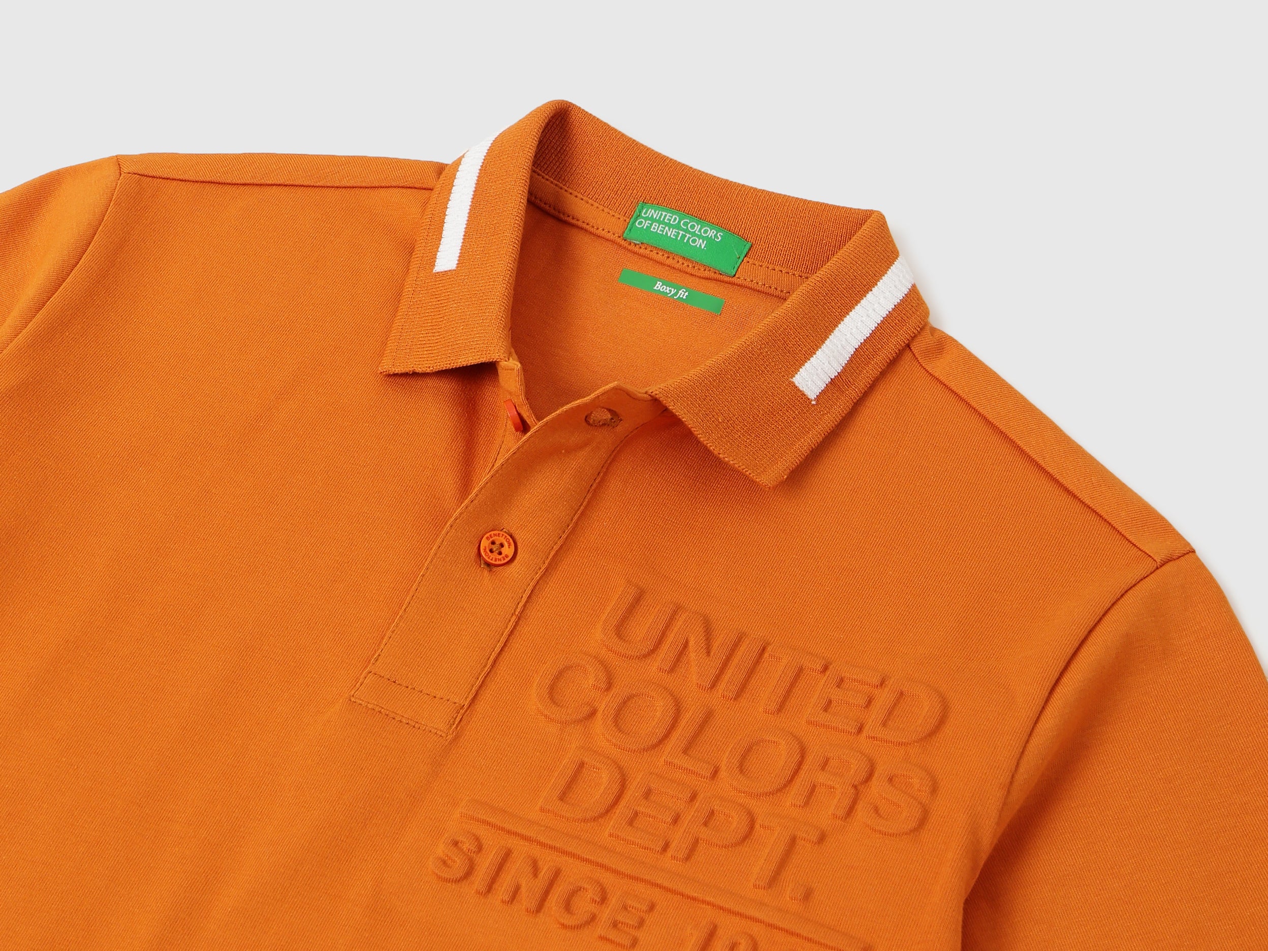Boys Baked Orange Cotton Boxy Fit Polo Shirt