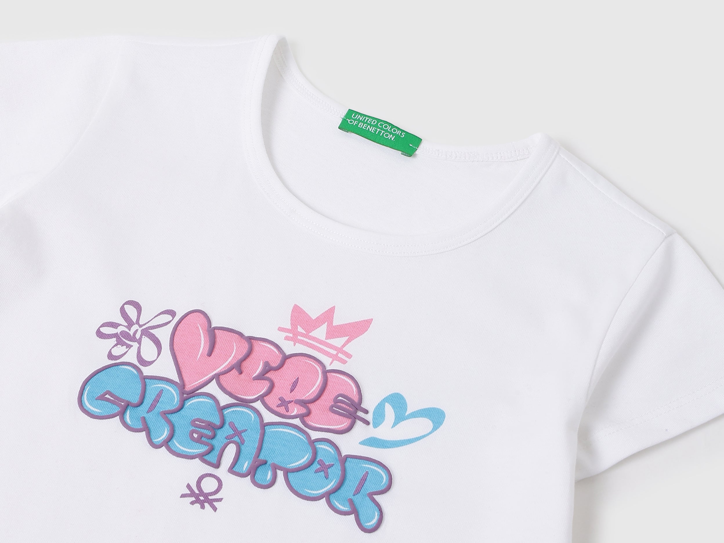 Girls Polycotton Graphic Print Round Neck T-Shirt