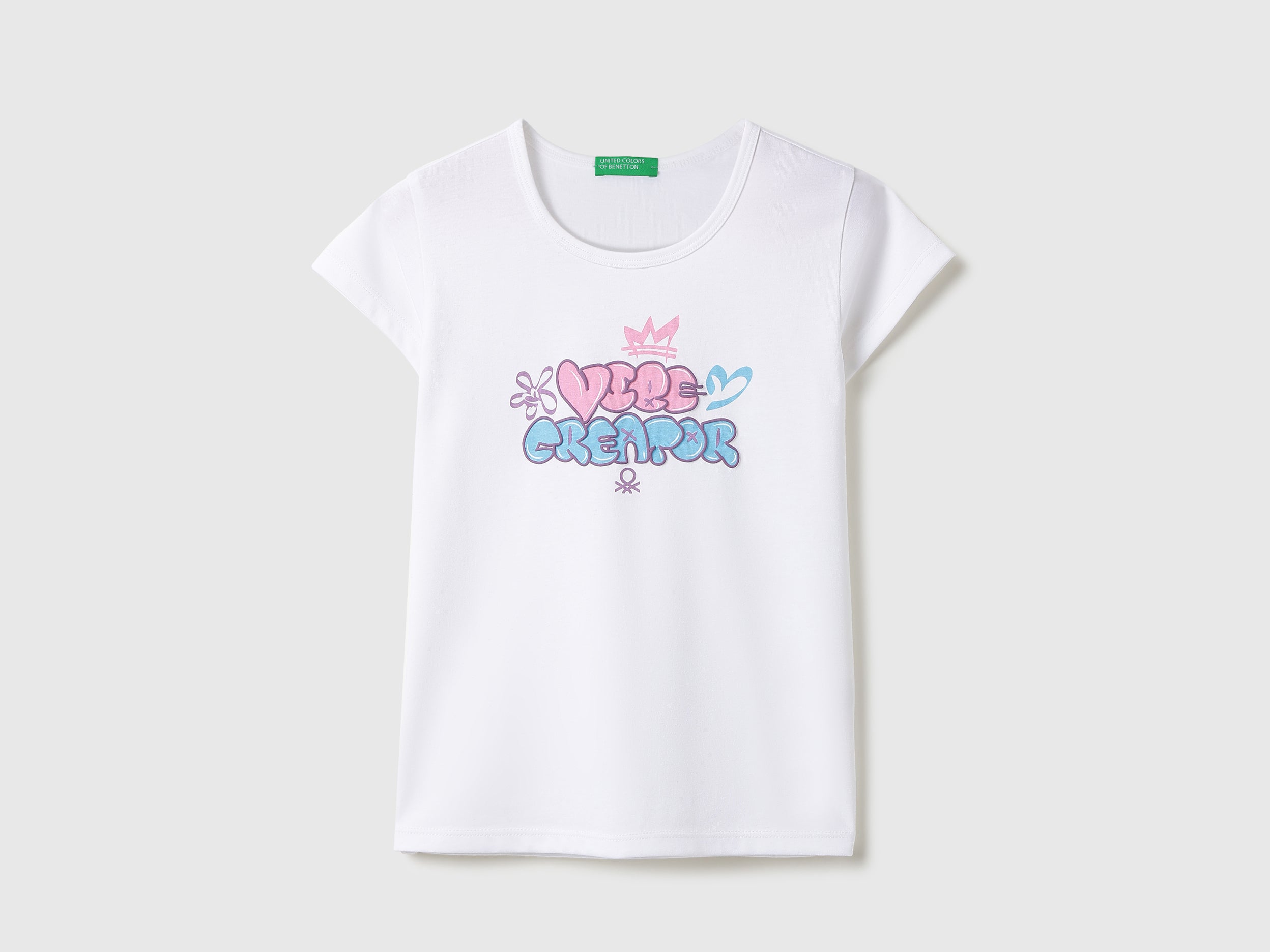 Girls Polycotton Graphic Print Round Neck T-Shirt