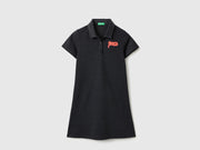Girls Polycotton Solid Polo Neck Casual Dress