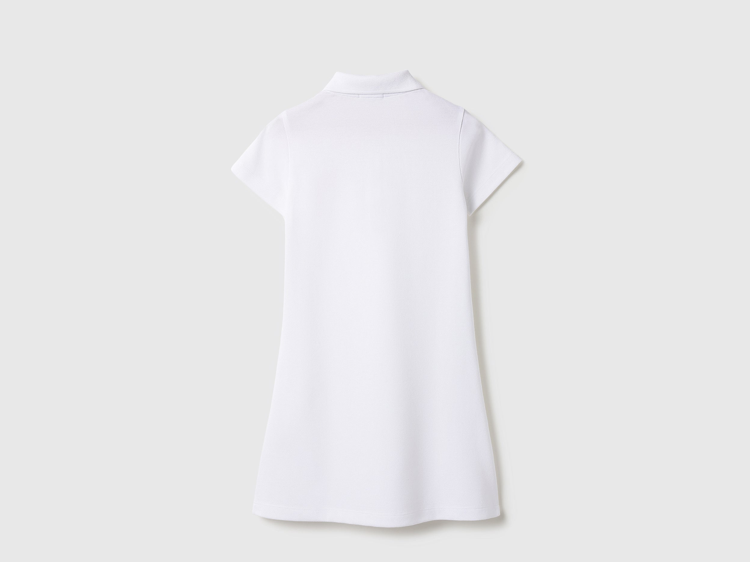 Girls White Polycotton Polo Neck Dress