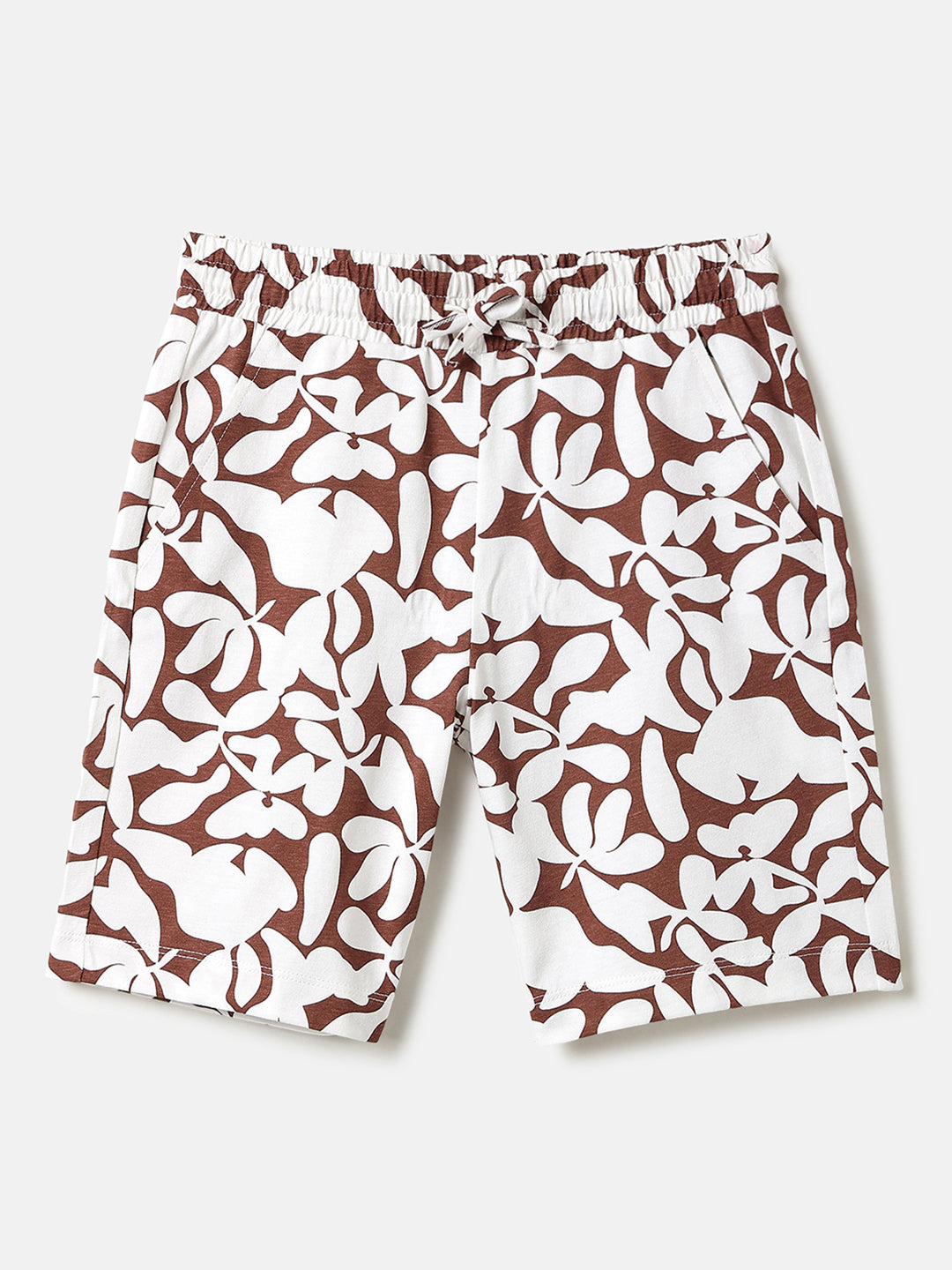 Boys Brown Printed Cotton Bermuda Shorts – Regular Fit