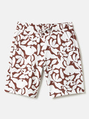 Boys Brown Printed Cotton Bermuda Shorts – Regular Fit