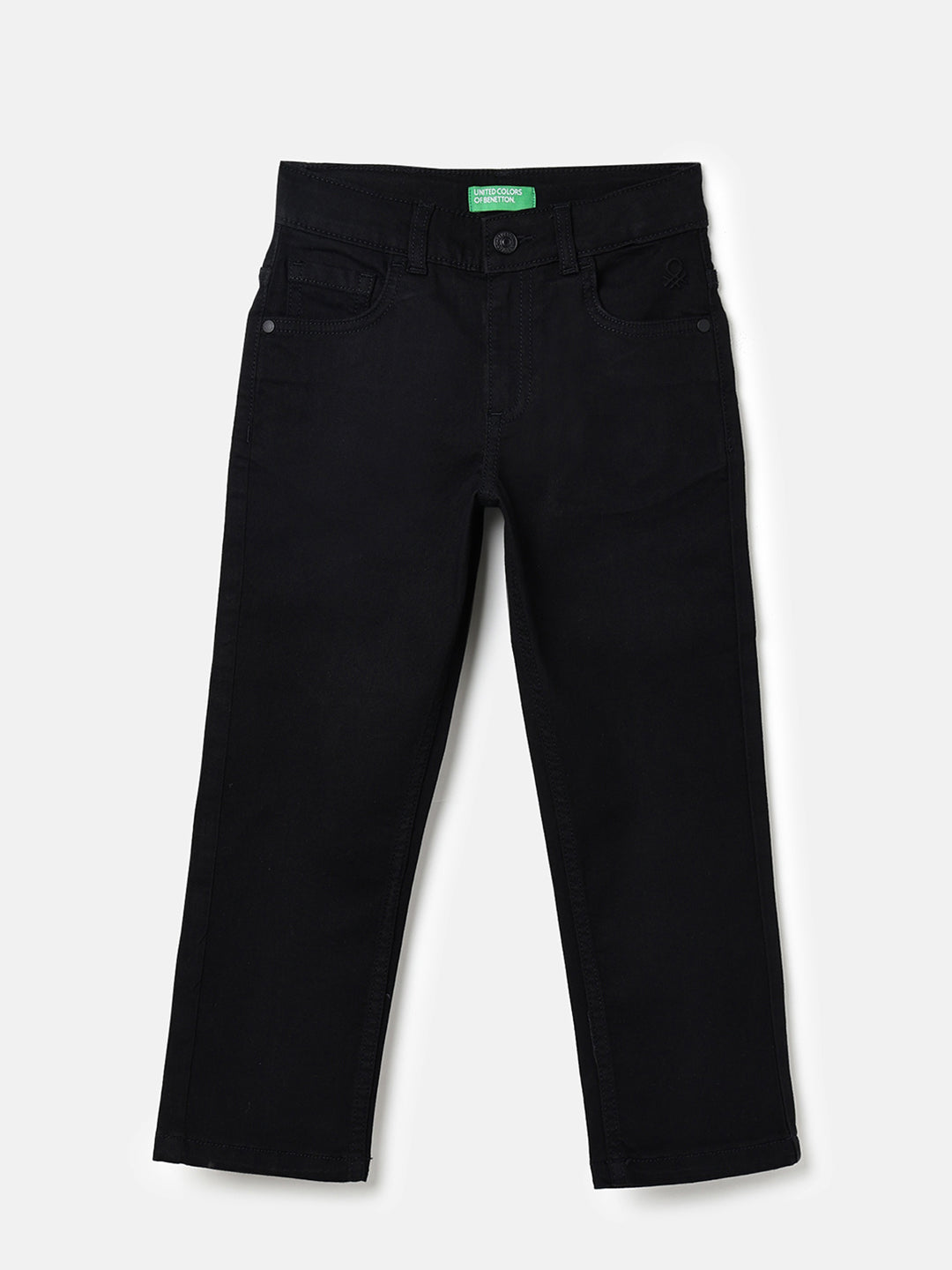 Boys Black Straight Fit Stretch Denim Jeans
