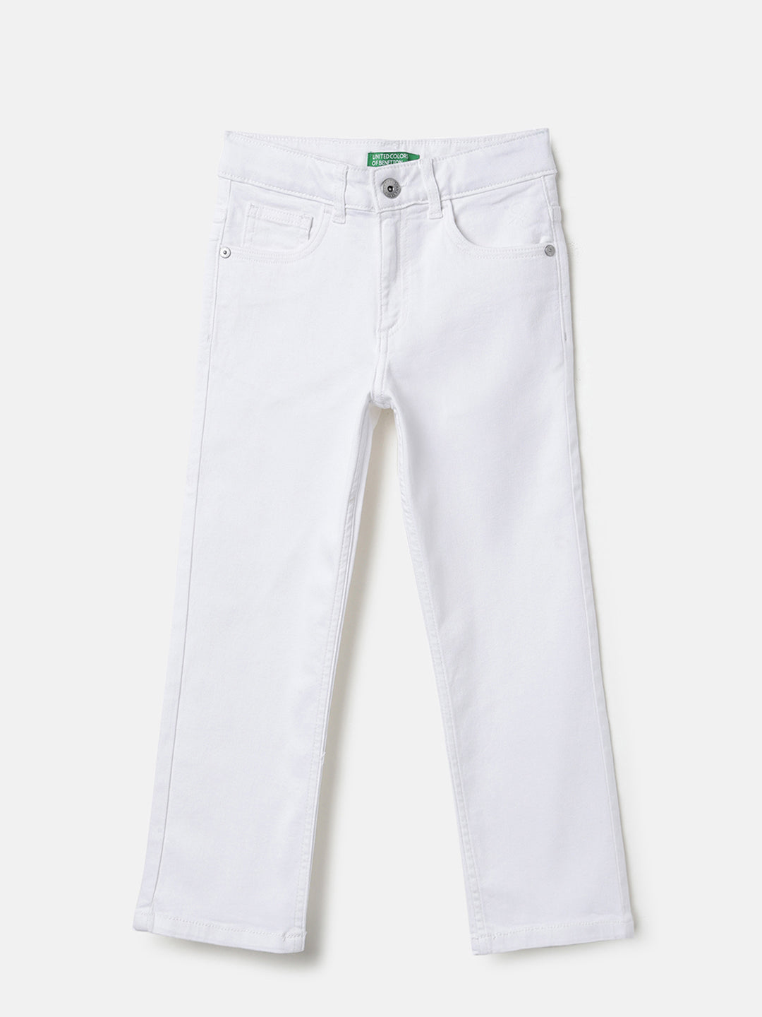 Boys White Straight Fit Denim Jeans Stretch Blend