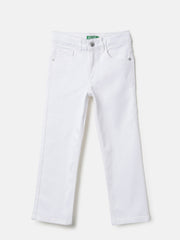Boys White Straight Fit Denim Jeans Stretch Blend