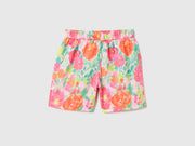 Girls Pure Cotton Floral Print Mid Rise Shorts