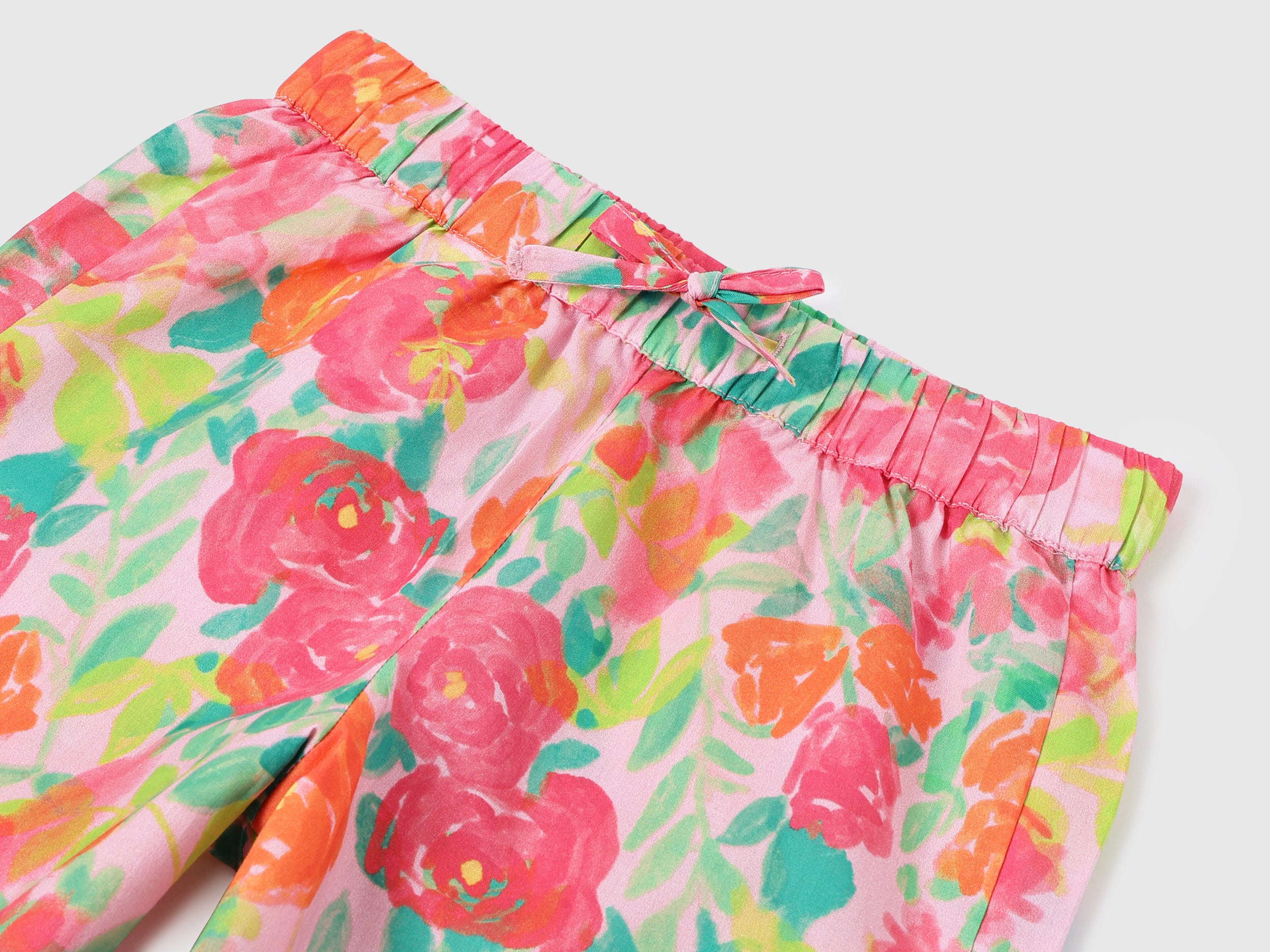 Girls Pure Cotton Floral Print Mid Rise Shorts
