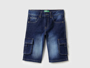 Boys Polycotton Denim Scoop Pocket Casual Shorts