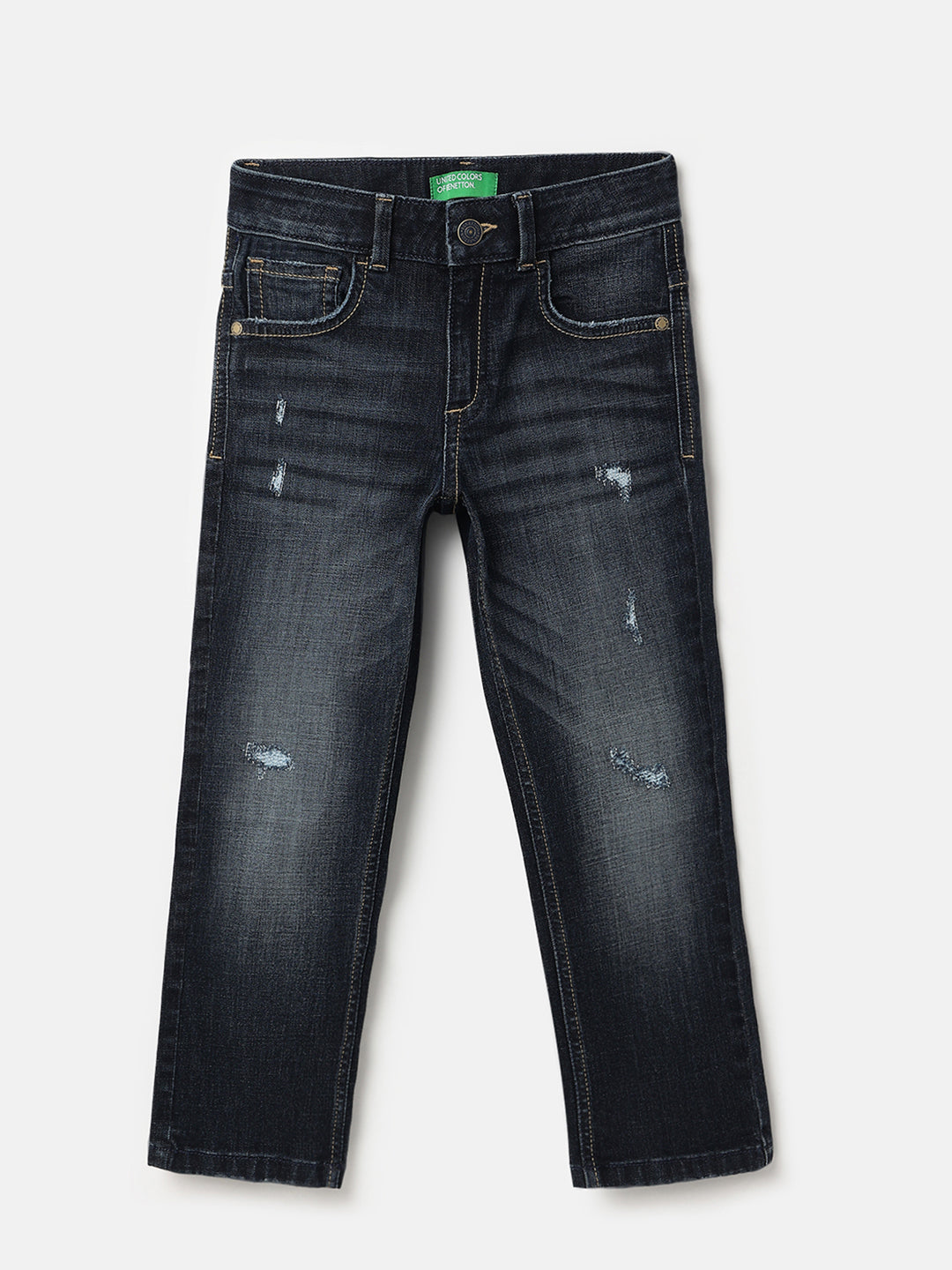 Boys Dark Wash Straight Fit Denim Trousers