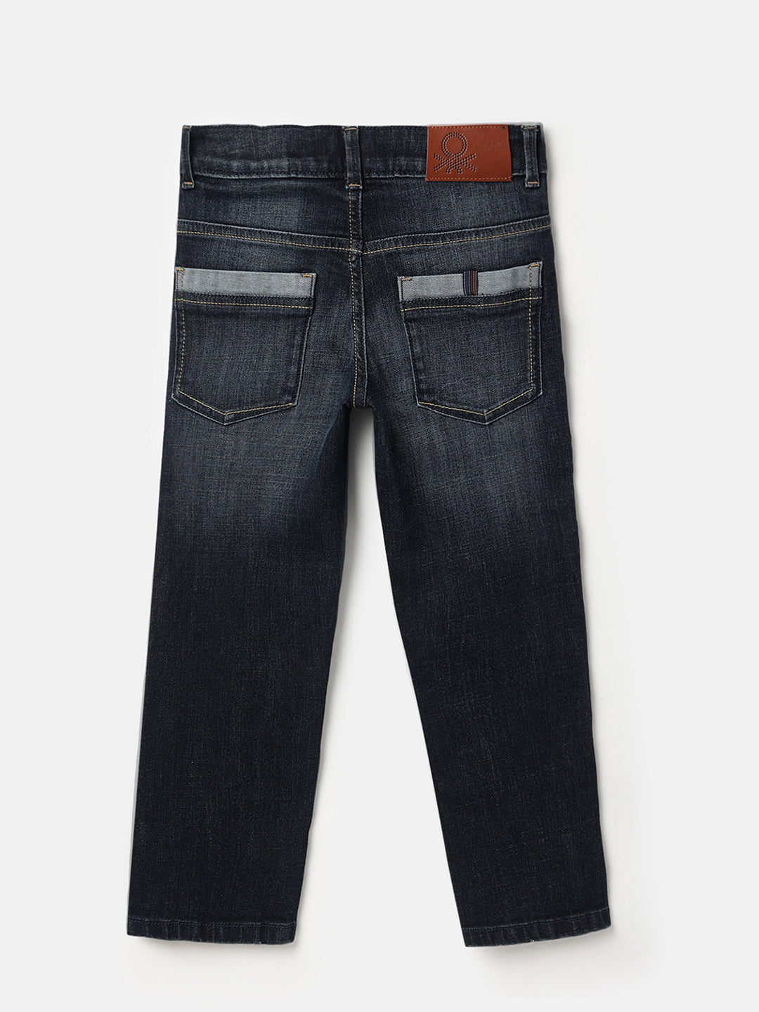Boys Dark Wash Straight Fit Denim Trousers