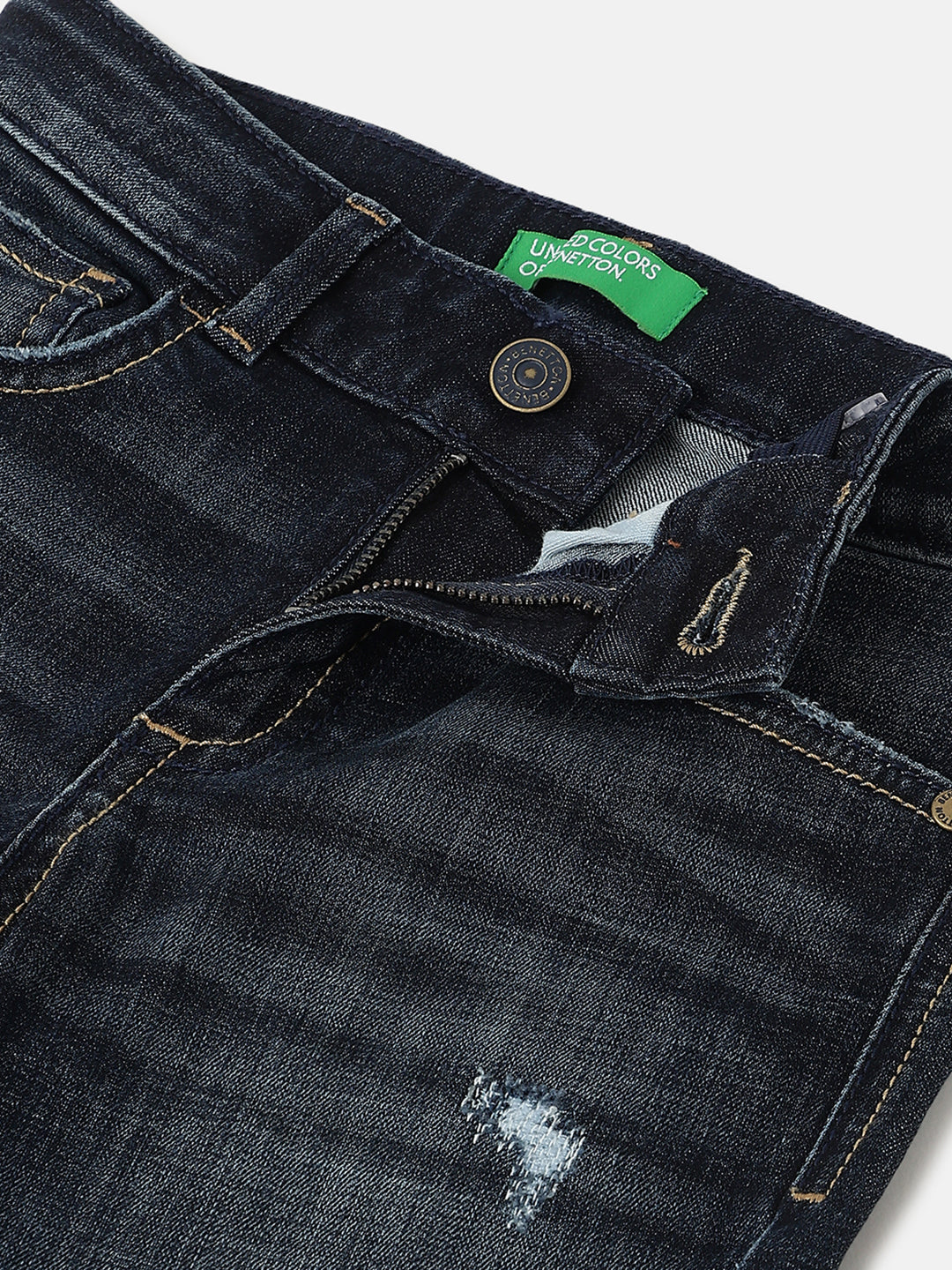 Boys Dark Wash Straight Fit Denim Trousers
