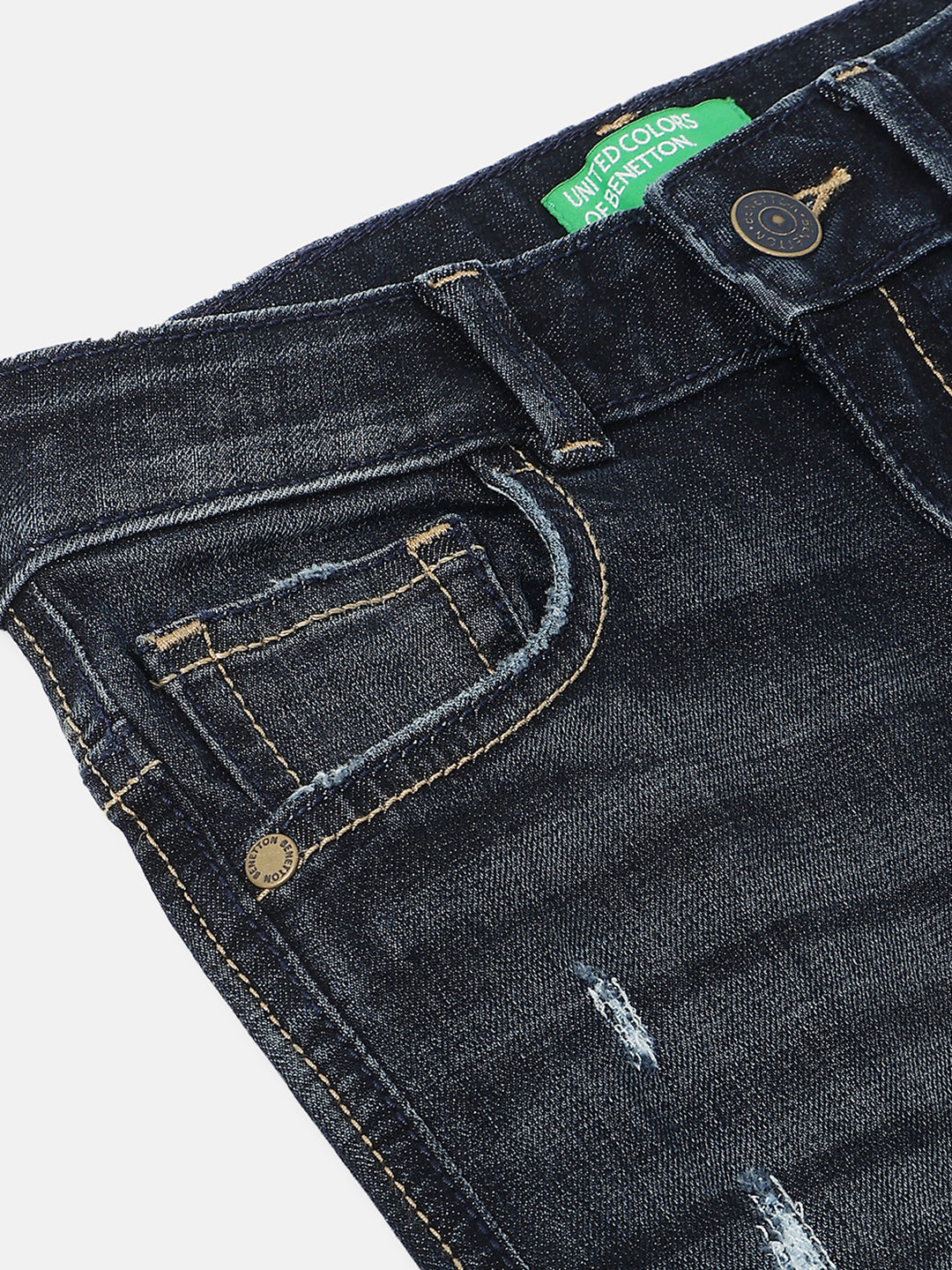 Boys Dark Wash Straight Fit Denim Trousers