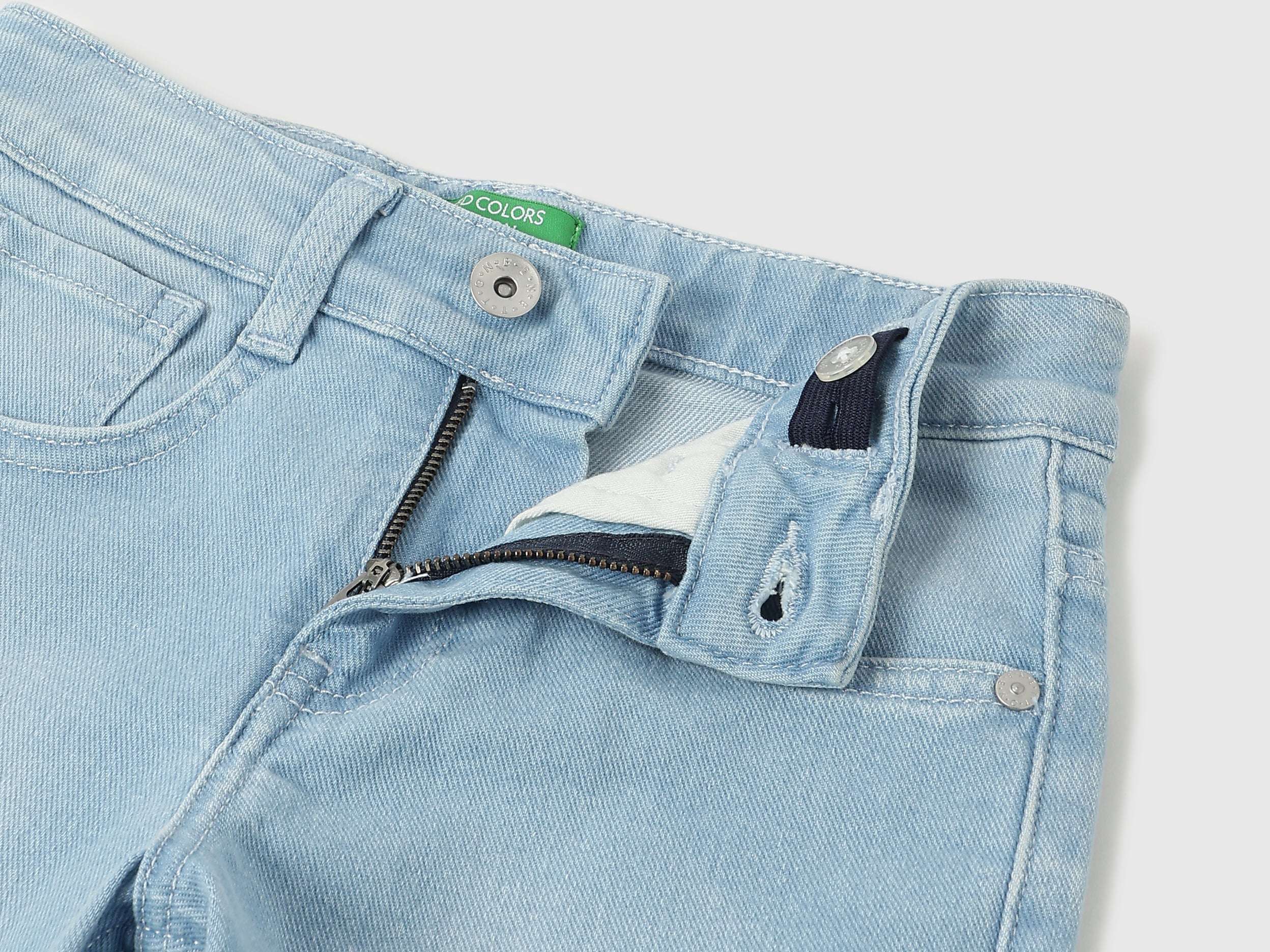 Boys Light Wash Back Stripe Straight Denim