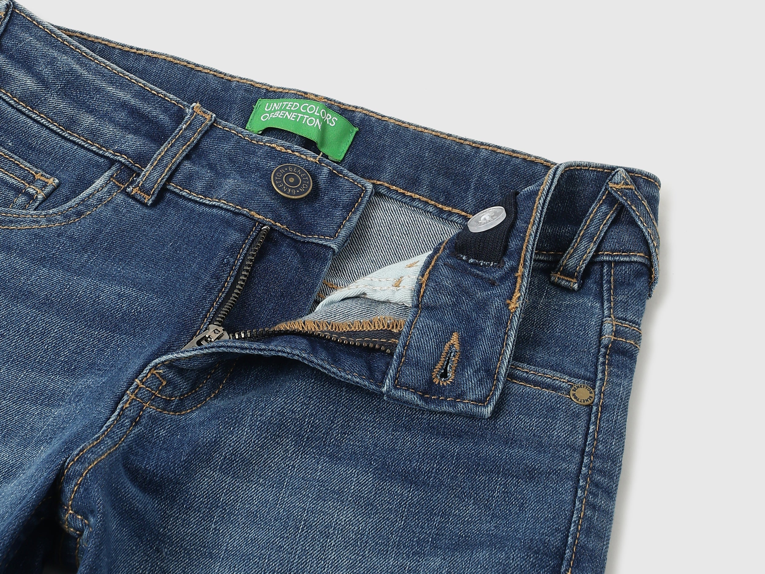 Boys Dark Wash Straight Fit Distressed Denim with PU Back Detail