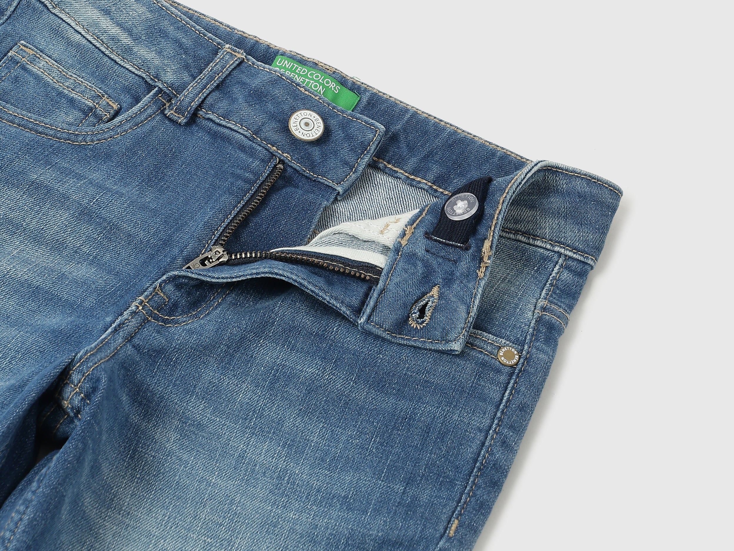 Boys Mid Wash Straight Fit Multi Color Embroidered Denim