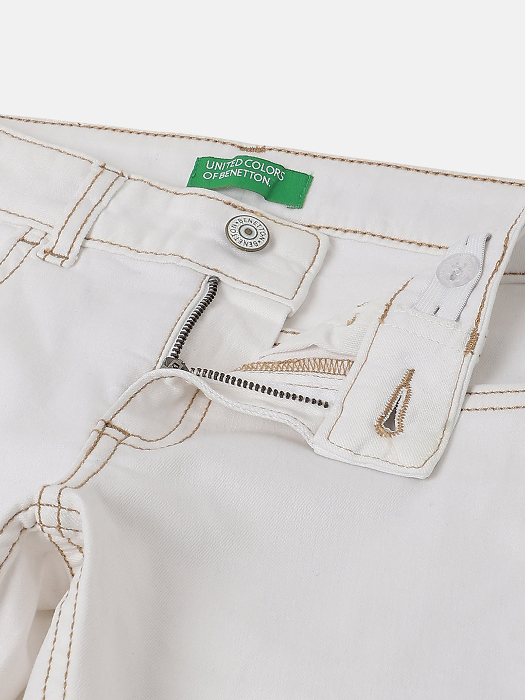 Boys Off White Contrast Straight Fit Cargo Denim