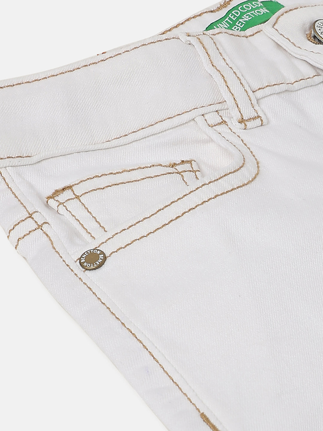 Boys Off White Contrast Straight Fit Cargo Denim